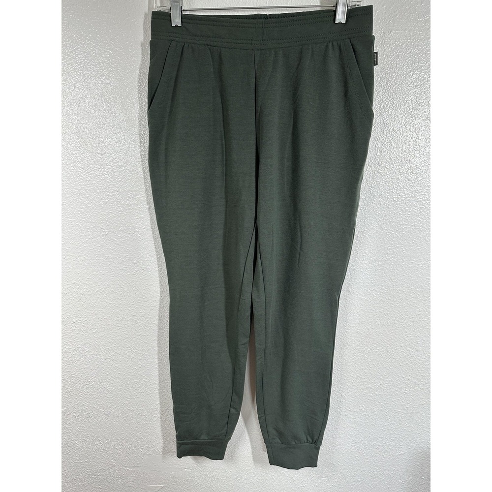 Eddie Bauer Lounge Pants Womens Small Green Clover Black‎ Joggers Cuffed New